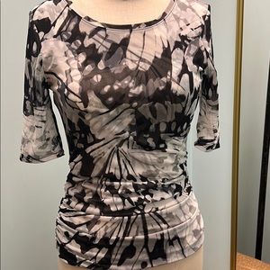 NWOT Mesh Butterfly Top Double Layer Opaque slimming